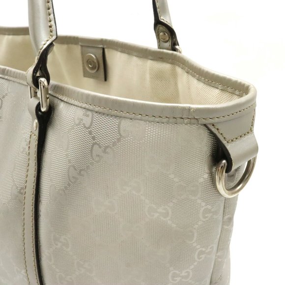 GUCCI GG Implement Tote Bag Shoulder PVC Leather Silver 197953 - Picture 7 of 9